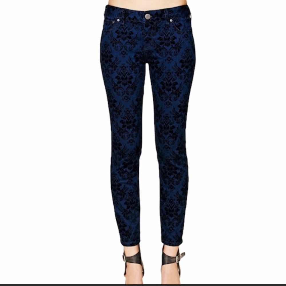 Free people blue with black velvet jeans